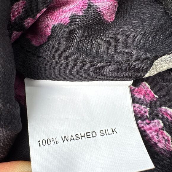 Women's Skull Print Hoodie Floral AOP Washed Silk Puff Sleeves Size M Tilly Rose - Picture 4 of 11